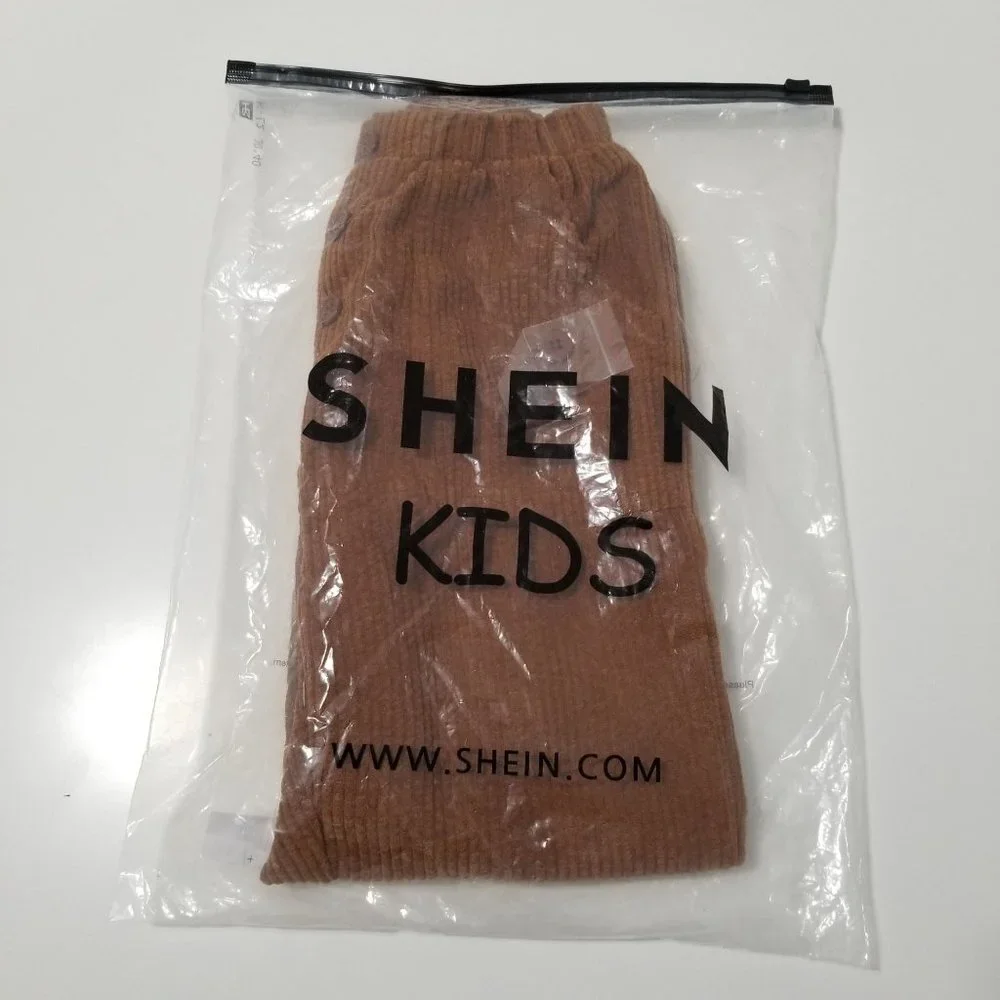 NEW SHEIN‎ Toddler Boys Slant Pockets Fake Button Pants Size 5Y Color Brown